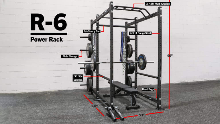 Rogue R-6 Power Rack - Weight Training - Extra Plate Storage